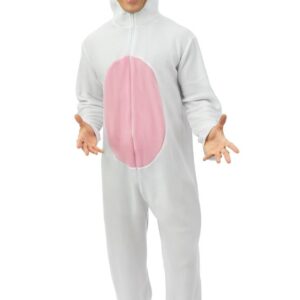 P'TIT CLOWN - 21125 - Déguisement Lapin - Costume Adulte - Unisexe - Parfait pour Carnaval, EVG, EVJF, Pâques, Halloween et autres Fêtes Costumées - Facile à Enfiler - Confortable - S/M - Blanc