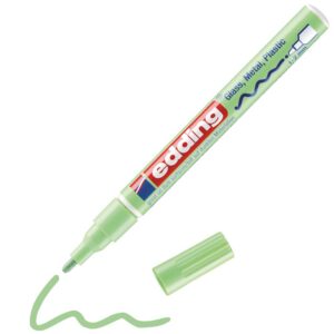 edding 751 Marqueur peinture brillante - vert pastel - 1 feutre peinture brillante - pointe ronde 1-2mm - pour dessin, coloriage, scrapbooking - étanche, très opaque