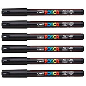 POSCA Uni-Ball PC-1MR Lot de 12 stylos Noir