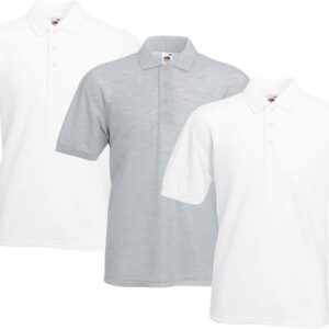 Fruit of the Loom Lot de 3 polos pour homme, 2blanc/gris, M