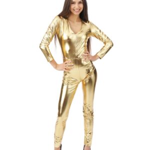 P'TIT CLOWN - 60712 - Déguisement Combinaison Femme - Costume pour Adulte - Parfait pour Carnaval, Fêtes Costumées et Évènements à Thème - Polyester - Or - Taille S/M