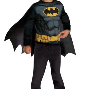 RUBIE'S DC Officiel - BATMAN - Déguisement pour Enfants - Taille Unique 5-8 ans - Costume avec Top à Manches Longues, Cape avec Attaches Velcro et Masque Carnaval