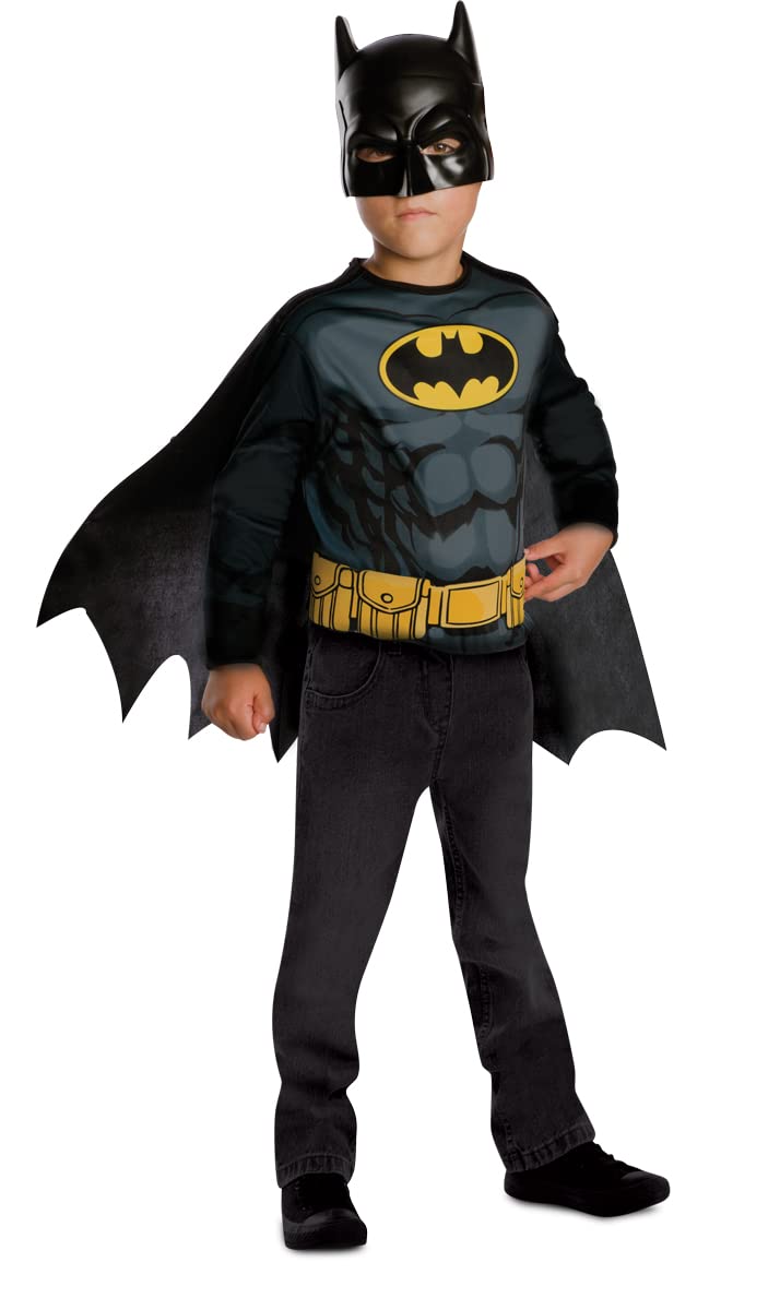 RUBIE'S DC Officiel - BATMAN - Déguisement pour Enfants - Taille Unique 5-8 ans - Costume avec Top à Manches Longues, Cape avec Attaches Velcro et Masque Carnaval