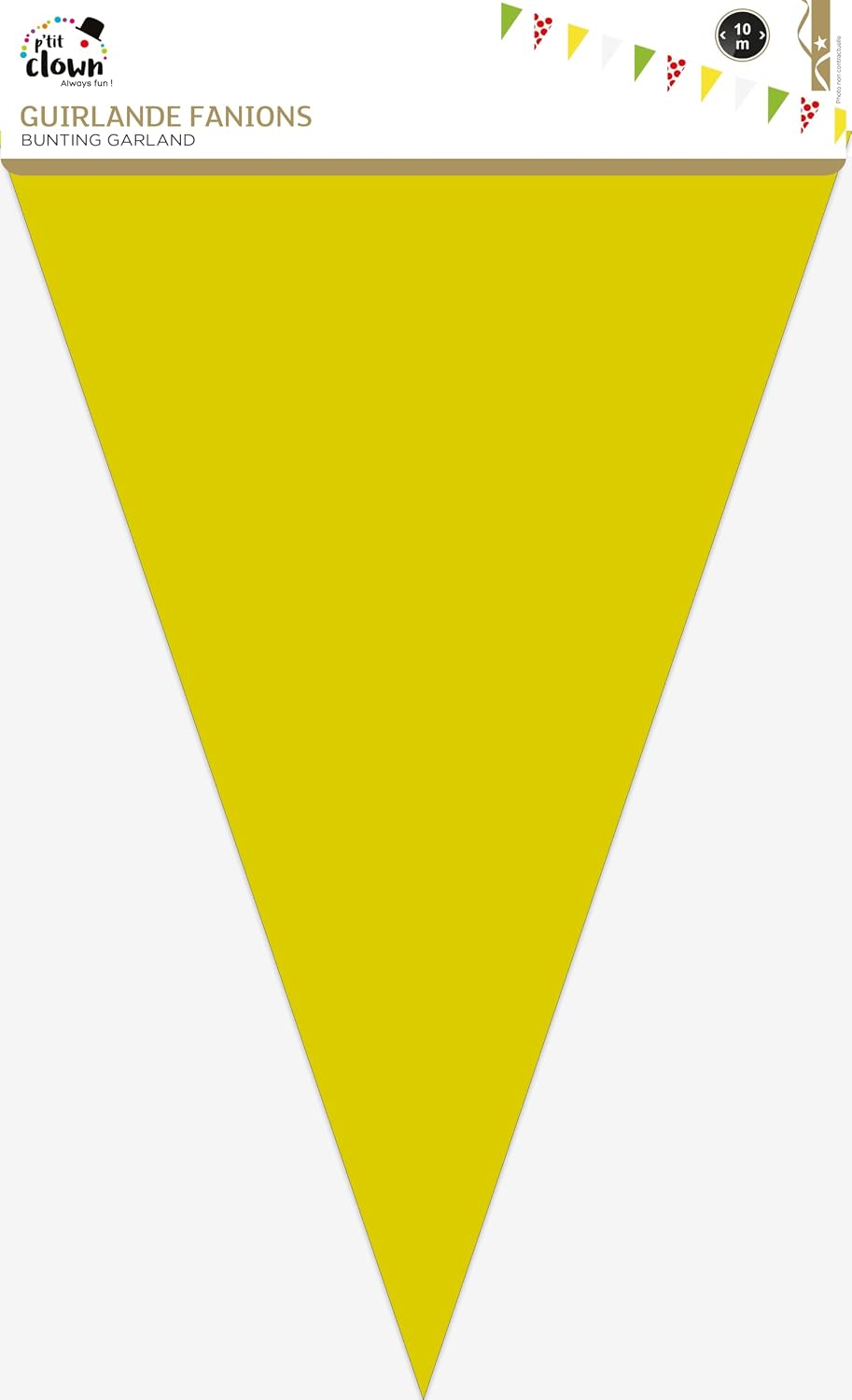 P'TIT CLOWN — Guirlande fanions vert jaune blanc 10m – Image 2