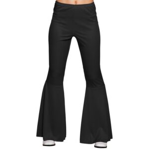 Boland - Pantalon évasé, costume des années 70, pantalon stretch, costume disco, en élasthanne, carnaval, soirée à thème, noir, M