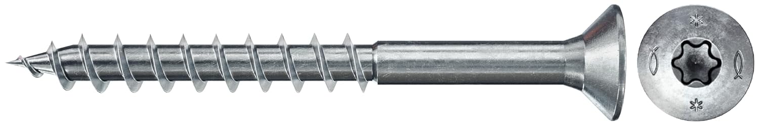 fischer - Vis à bois PowerFast II 3,0x45 Tête fraisée, empreinte TX, zingué blanc, filetage partiel/Boite de 500