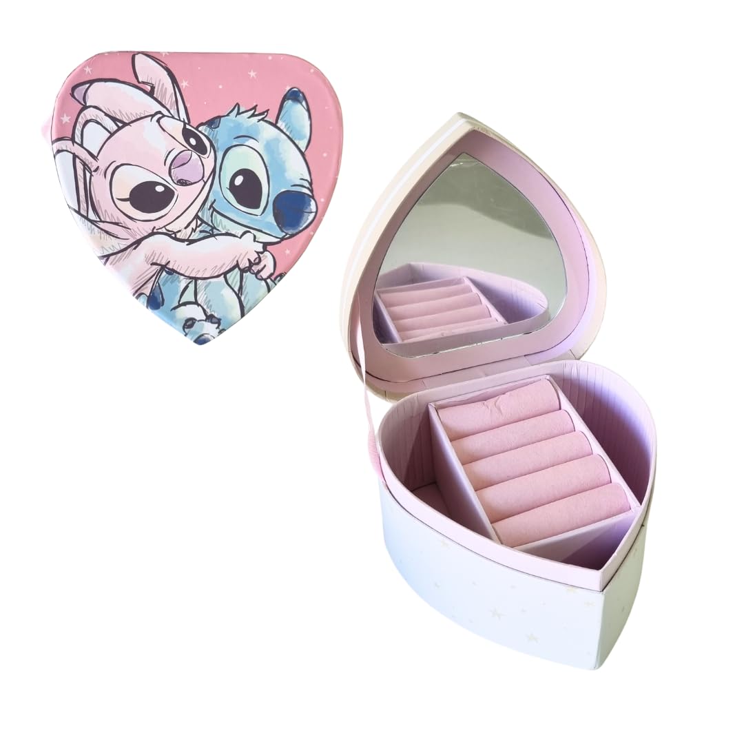 ARDITEX, Stitch Coffret Cadeau Femme en Forme de Cœur, Boîte à Bijoux Fille, Boîte Carton Rangement, Parfaite pour Dents de Lait ou à Bijoux, Photos, Travaux Manuels, Couture, 12 x 12 x 7 cm