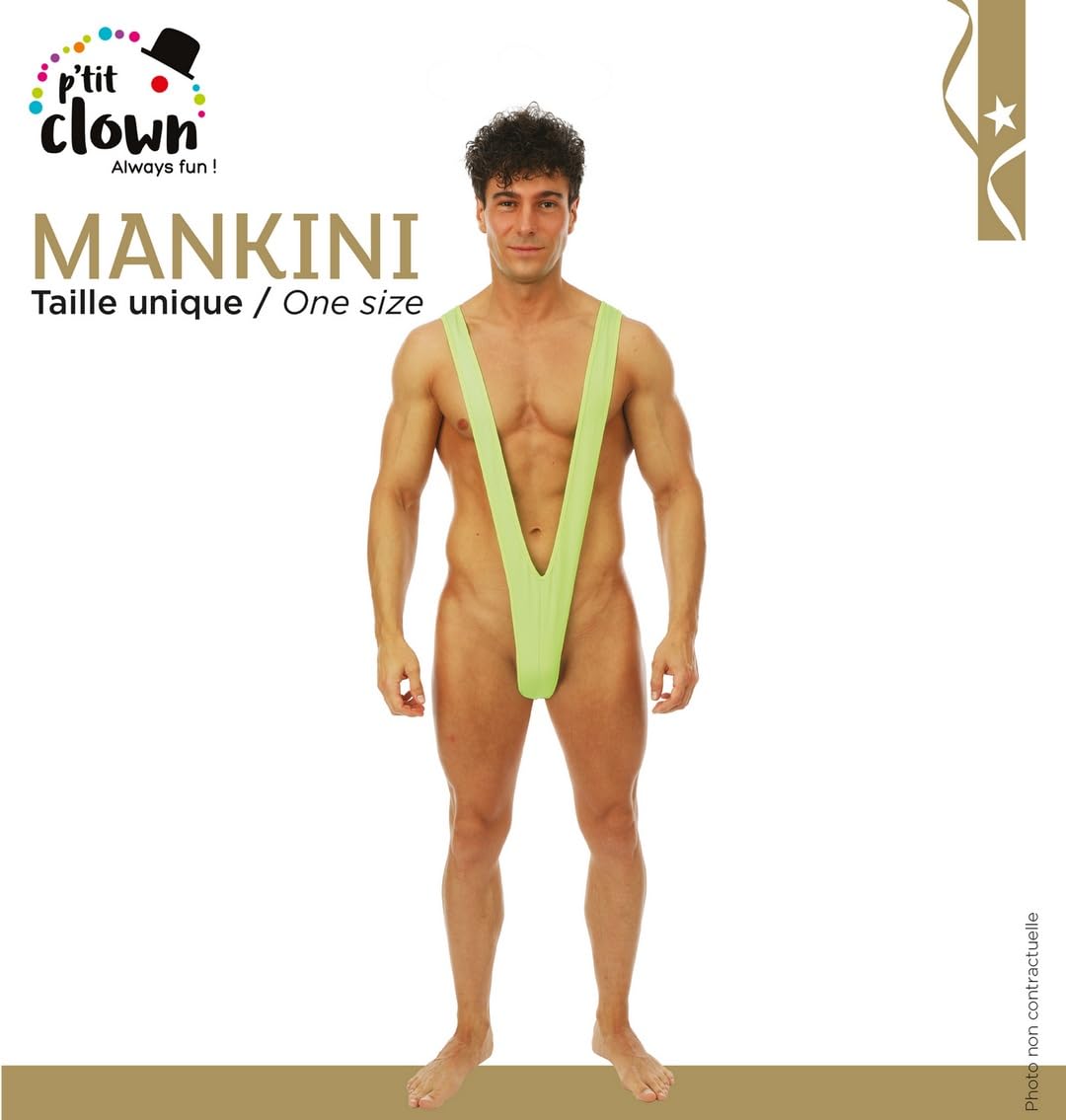 P'TIT CLOWN — Mankini vert taille unique adulte – Image 3