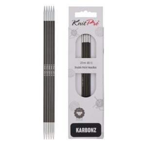 KnitPro 15 cm x 2,5 mm Karbonz Aiguilles circulaires à Double Pointe Noir et Argent