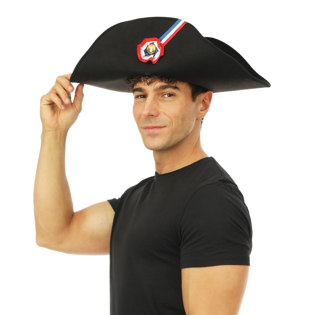 P'TIT CLOWN — Chapeau Napoléon imitation laine adulte noir – Image 3