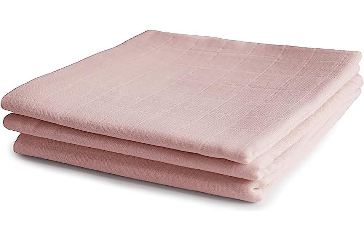 MUSHIE — Lot de 3 Langes en Mousseline 58 x 60 cm — Blush – Image 3