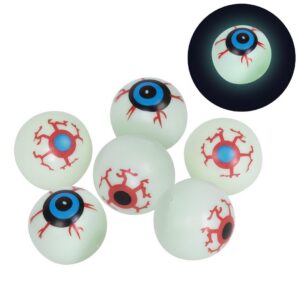 P'tit Clown - 24071 - Faux Yeux Phosphorescents - Lot de 6 Globes Oculaires - Boules d'Œil Effrayantes - Faux Yeux Bleus et Rouges Brillants - Décoration Halloween Terrifiante et Réaliste
