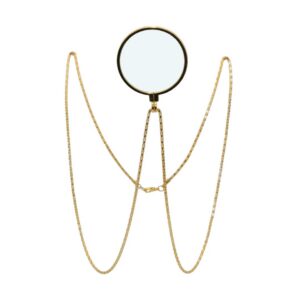 P'TIT CLOWN - 21077 - Monocle avec Verre (Cerclé Or) et Chaine Métal - Accessoire de Déguisement - Pour Carnaval, Fêtes à Thèmes, Halloween, Soirées Déguisées - Taille Unique - Verre sans Correction