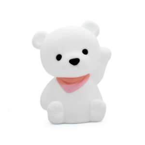 DHINK - Veilleuse Rechargeable LED Ourson - Lampe de nuit silicone pour chambre Bébé et Enfant - Lampe chevet Enfant - Cadeau Naissance, Blanc