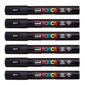 POSCA Uni-Ball PC-5M Lot de 12 stylos Noir