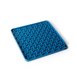 Tapis de Léchage pour Chien et Chat en Silicone Alimentaire - Antistress et Divertissant - Format Carré 20 cm - avec Ventouse - Compatible Lave-Vaisselle et Congélateur (Bleu)