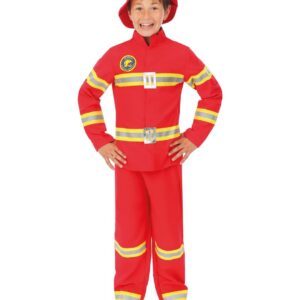 P’TIT CLOWN - Costume Pompier Enfant - Déguisement Parfait pour Carnaval, Fêtes Costumées et Évènements à Thème - Confortable et Réaliste - Polyester (Rouge, 7-9 ans)