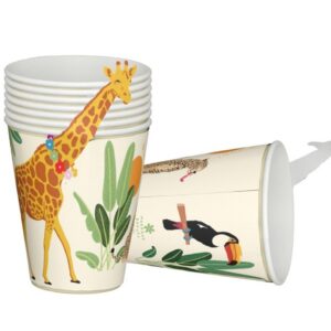 CAM ET LEON - 23901 - Gobelet - lot de 8 - Animaux de la Savane - Décoration Fête Anniversaire Enfant