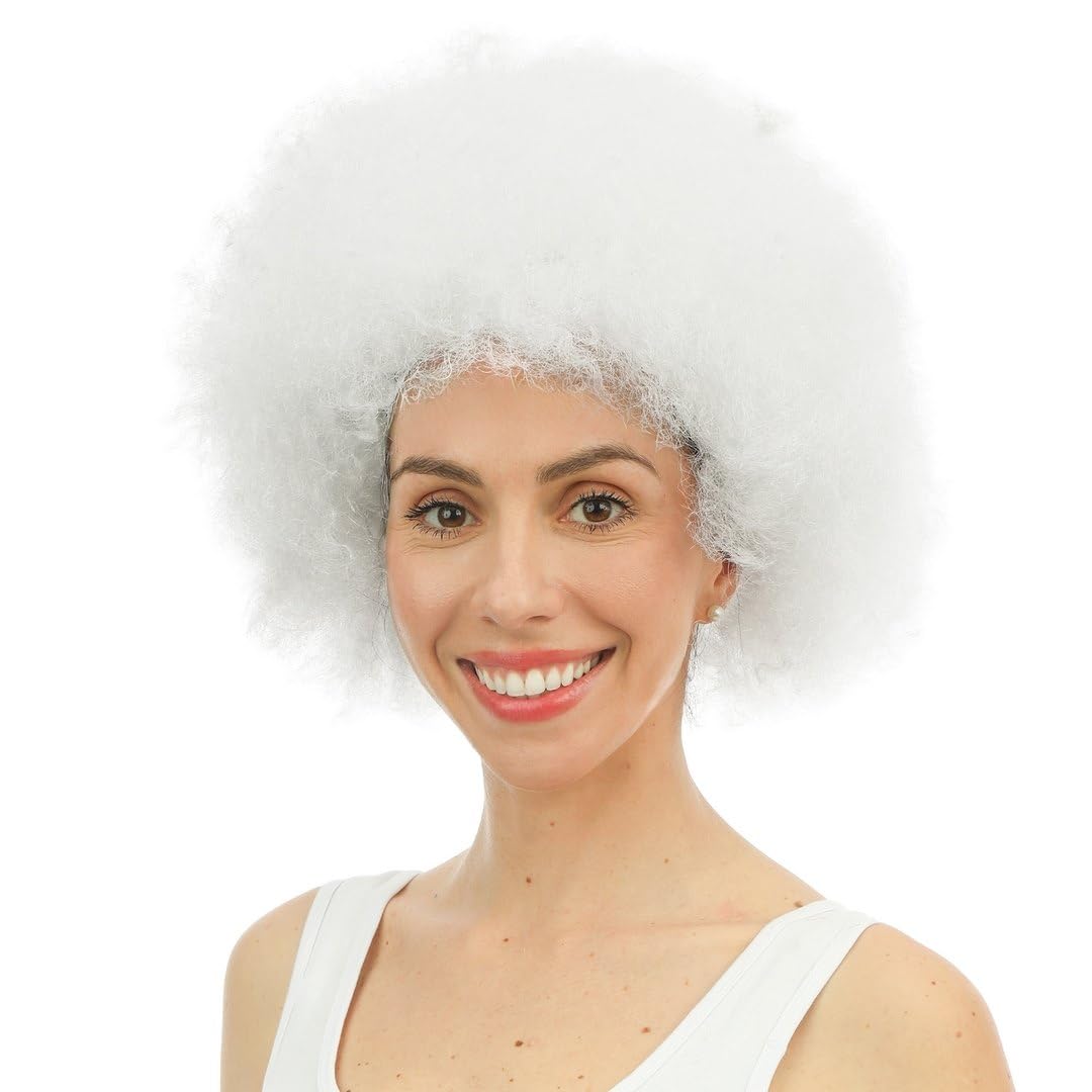P'TIT CLOWN — Perruque Afro Blanche Disco Années 70 – Image 3