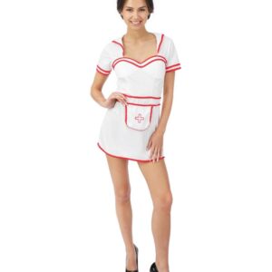 P'TIT CLOWN - 83574 - Costume Luxe Infirmière Sexy - Nurse Suit - Déguisement pour Carnaval, Halloween, EVJF, EVG, Soirées Déguisées, Fêtes à Thèmes - Polyester - Adulte - L/XL
