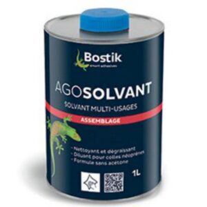 Bostik AGOSOLVANT Diluant et Nettoyant de Colles – Dégraissage des Surfaces à Encoller – Formule sans Acétone – Incolore – Bidon de 1L