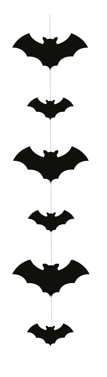 P'tit Clown - Guirlande Halloween en Papier Verticale - 120 cm - Idéale pour Décoration de Porte, Fenêtre ou Mur (Chauve-Souris)