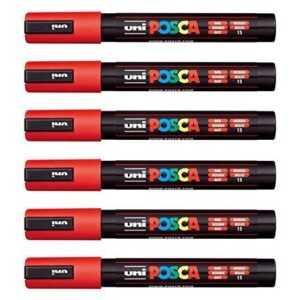 POSCA Uni-Ball PC-5M Lot de 12 stylos Rouge