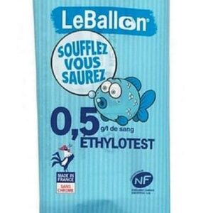 ETHYLOTEST Norme NF X 20702 - Taux 0,5 g - Lot de 40 ex - sans Chrome - Produit Français - Le Ballon