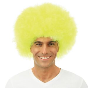 P'TIT CLOWN - 64466 -Perruque Afro - Funky Wig - Look Disco, Années 70, Retro - Accessoire de Déguisement - Carnaval, Fête à Thème, Halloween, Manga, Cosplay, Nouvel An - Cheveux Synthétiques - Jaune