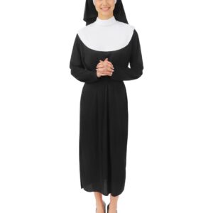 P'tit Clown - 23220 - Costume Bonne Sœur, Religieuse, Nonne - Nun Suit - Déguisement Complet - pour Carnaval, Fêtes à Thèmes, Soirées Costumées, Halloween - Adulte - Robe, Coiffe - Noir, Blanc - XXL