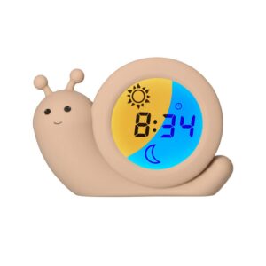 Alecto BC110BE Simon - Réveilleur - Réveil éducatif pour Enfants - Veilleuse - Apprendre à Dormir et se réveiller avec Un réveil LED pour Enfants - Escargot, Taupe