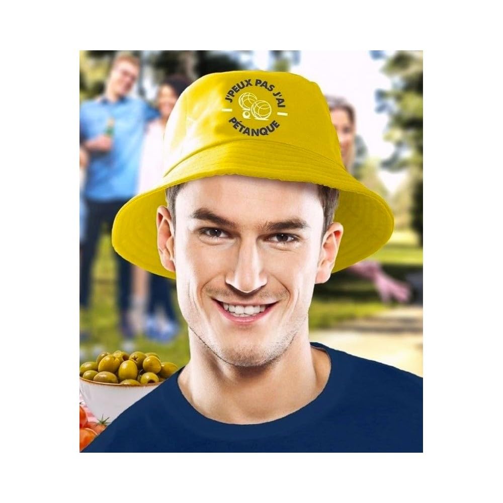 STC — Bob adulte jaune J'peux pas j'ai pétanque – Image 2