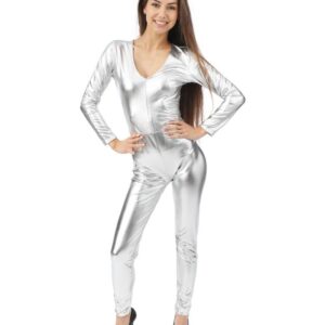 P'TIT CLOWN - 60711 - Déguisement Combinaison Femme - Costume pour Adulte - Parfait pour Carnaval, Fêtes Costumées et Évènements à Thème - Polyester - Argent -Taille L/XL