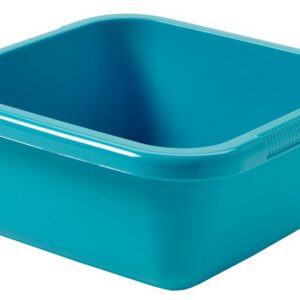 CURVER Bassine Carrée 10L - Cuvette pour Ménage, Cuisine - Convient pour bains de pieds pédicure - Bac de Lavage Pratique et Empilable - Pour Linge Vaisselle Légumes - 39 x 39 x 15 cm - Bleu Turquoise