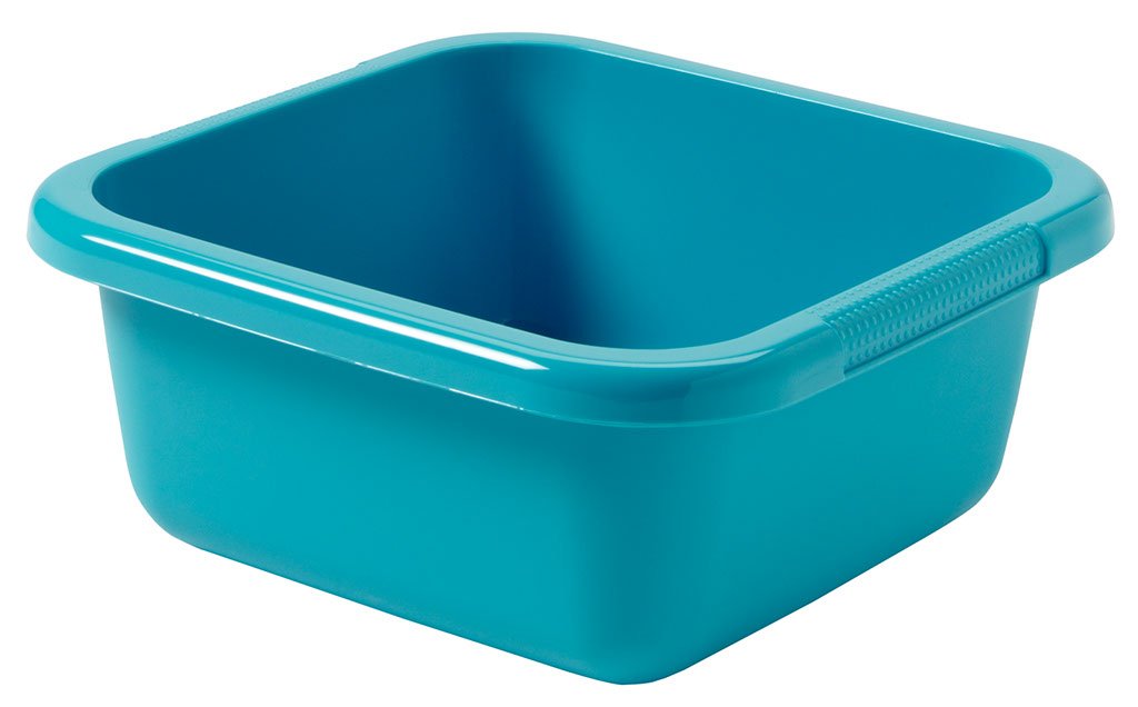 CURVER Bassine Carrée 10L - Cuvette pour Ménage, Cuisine - Convient pour bains de pieds pédicure - Bac de Lavage Pratique et Empilable - Pour Linge Vaisselle Légumes - 39 x 39 x 15 cm - Bleu Turquoise