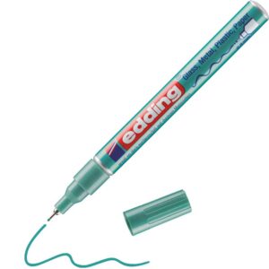 edding 780 Marqueur peinture brillante - vert métallisé - 1 feutre peinture brillante - pointe extra fine 0,8 mm - pour dessin, coloriage, scrapbooking - étanche, très opaque