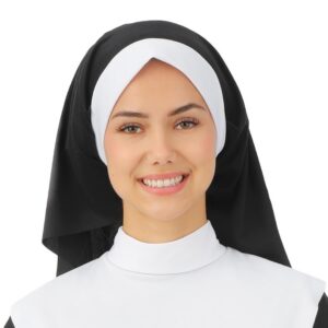 P'TIT CLOWN - Coiffe Nonne - Adulte - Accessoire de Déguisement Religieuse, Bonne Soeur - Parfait pour Carnaval, Halloween, Cosplay, Fêtes Costumées, Soirées à Thème - Taille Unique - Noir