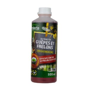 Protecta® - Liquide Attractif Guêpes & Frelons 500 ml - Attire Frelons Asiatiques & Européens - Formule Concentrée Ultra Efficace - Compatible Tous Pièges - Usage Extérieur