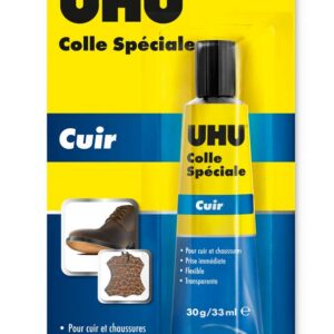 UHU Colle Spéciale - Cuir - Colle Réparation Chaussures Semelles Talons - Flexible Et Imperméable - Résiste À La Chaleur Et À L Eau - Transparente - Tube 30 g