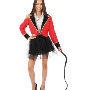 P'TIT CLOWN - Costume Mme Loyal, Mr Loyal Adulte - Déguisement Cirque - Tenue Carnaval, Halloween, Cosplay, Fête Costumée, Évènement à Thème - Rouge, Noir (Mme Loyal, L-XL)