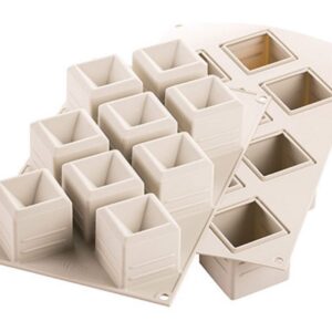 Silikomart | Moule en silicone pour monoportions MOSAICO, antiadhésif, 9 cavités, paquet de 10 moules à gâteaux, 50 x 50 h 50 mm Volume 9 x 105 ml Total 945 ml