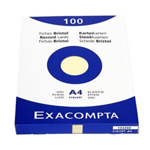 Exacompta Étui de 100 fiches bristol uni non perforé 210x297mm Jaune