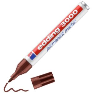 edding 3000 Marqueur permanent - marron - 1 stylo - pointe ronde 1,5-3 mm - sèche vite - résiste à l'eau et à l'essuyage - pour carton, plastique, bois, métal - marqueur universel
