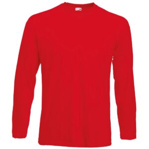 Fruit of the Loom Valueweight Long Sleeve Top de Sport, Rouge, L Homme