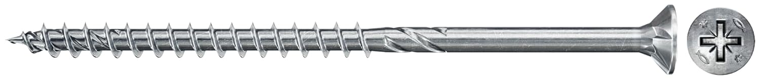 fischer - Vis à bois PowerFast II 6.0x70 Tête fraisée. empreinte PZ. zingué blanc. filetage partiel/Boite de 200