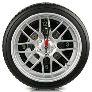 Horloge, Pneu avec 16 LED, D: env. 35 cm, en plastique, pour 4 pile mignon (AA) fonctionne également avec adaptateur, dans emballage cadeau