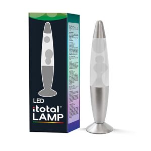 I-TOTAL® - Lampe à lave LED avec résistance chauffe cire, sans ampoule (CHANGE COULEURS RGB, BASE ARGENT)
