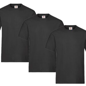 Fruit of the Loom Lot de 3 t-shirts pour homme Taille L (3 x noir) Avec 1 bloc-notes HL Kauf