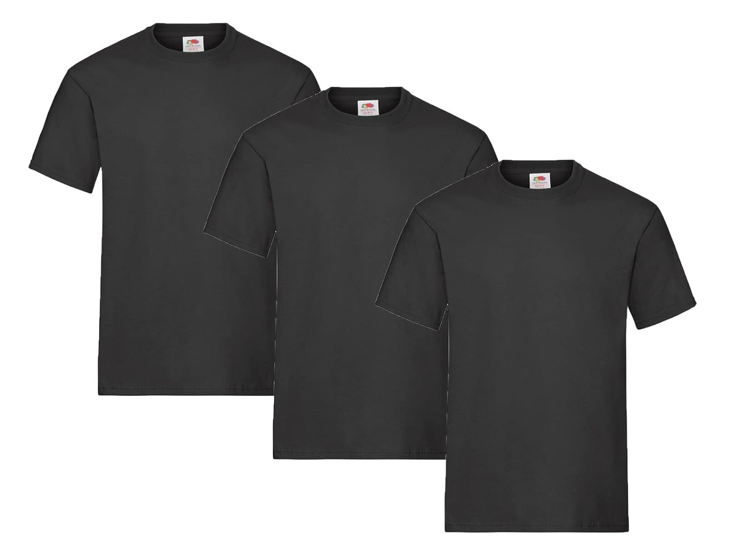Fruit of the Loom Lot de 3 t-shirts pour homme Taille M (3 x noir) Avec 1 bloc-notes HL Kauf