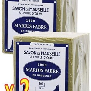 Savon de MARSEILLE ˆ l'HUILE OLIVE Cube de 400g Marius Fabre - Lot de 2 Cubes 400g